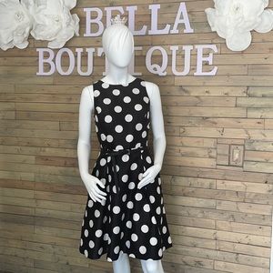 Chelsea Rose Black White Polka Dots Pockets Size10